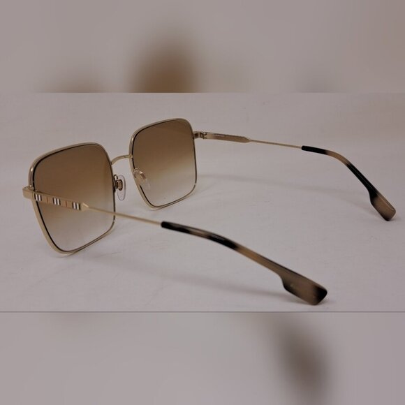Burberry Sunglasses Gold Brown Gradient Oversized Square Check B3119 58-17-140 - Picture 11 of 14